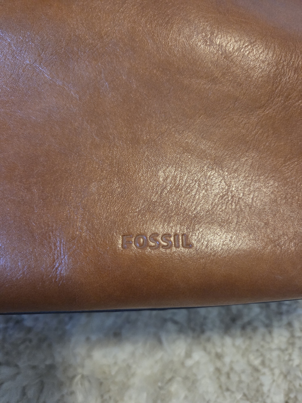 Fossil Cognac Leather Satchel with Key Charm - Picture 9 of 16